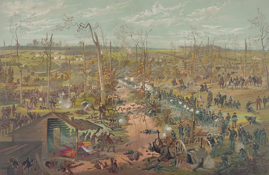 An artist's depiction of the Battle of Shiloh