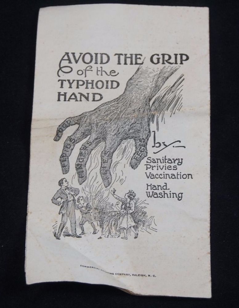 A public health poster warning people about typhoid fever, circa 1920